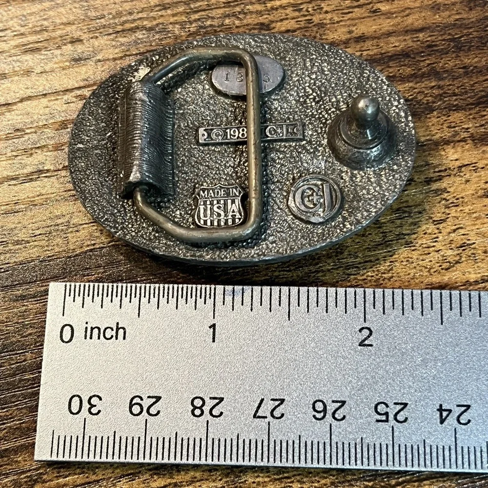 Vintage 1985 USMC Marine Corps EGA Belt Buckle Made in USA 1805 Pewter Green CJ